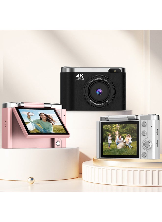 Generic 4K Digital Camera Card CCD Camera HD Selfie Student Flip Screen Camera Selfie-Body Color:Ccd Black Standard  - Image 3