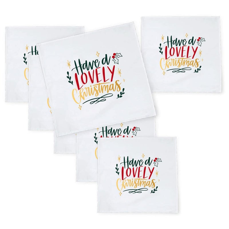 Khakee 6 Pcs Christmas Theme Silk Table Napkins 10x 10 for Xmas Decoration Christmas OrnamentsChristmas Giftxmas21467 - Image 1
