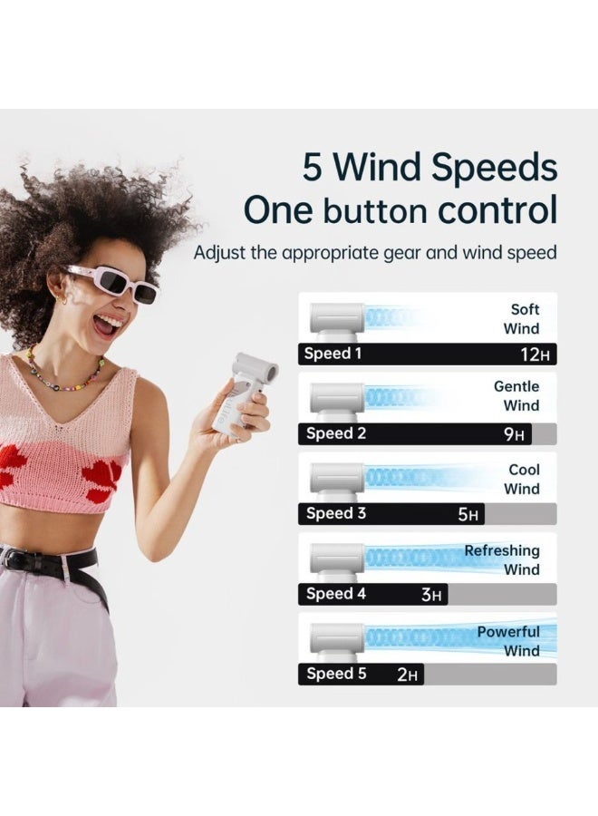 جيسيو لايف مروحة JISULIFE Life9 المحمولة باليد ببطارية 5000 مللي أمبير قابلة لإعادة الشحن عبر USB مع 5 سرعات وتبريد توربو - Image 5