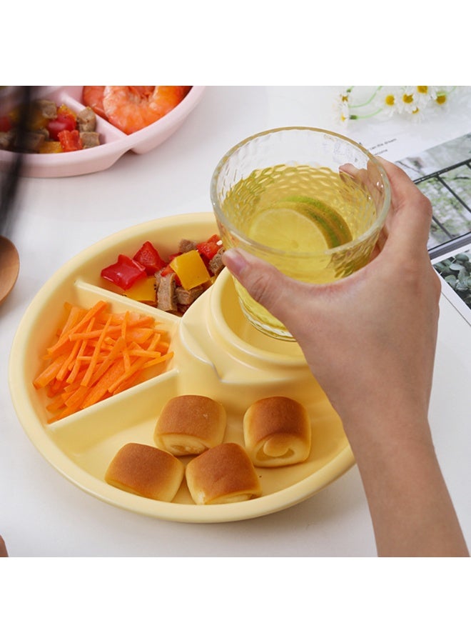 صحن مقصور قابل لإعادة الاستخدام صحن التحكم في الحصة صحن حامل مدمج صحن قابل لإعادة الاستخدام صينية طعام للأطفال 4 مقصورات - Image 3