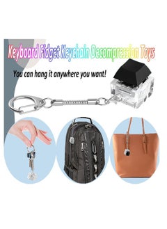 Generic Keyboard Toys, 2 Pcs Fidget Keyboard Keychain, Relief Finger Keyboard Keychain, Exercise Wrist & Stress Relief, for Adult and Children to Pass The Time (White&Black)  - Image 3