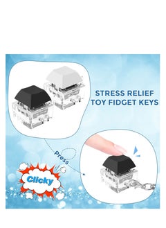 Generic Keyboard Toys, 2 Pcs Fidget Keyboard Keychain, Relief Finger Keyboard Keychain, Exercise Wrist & Stress Relief, for Adult and Children to Pass The Time (White&Black)  - Image 4