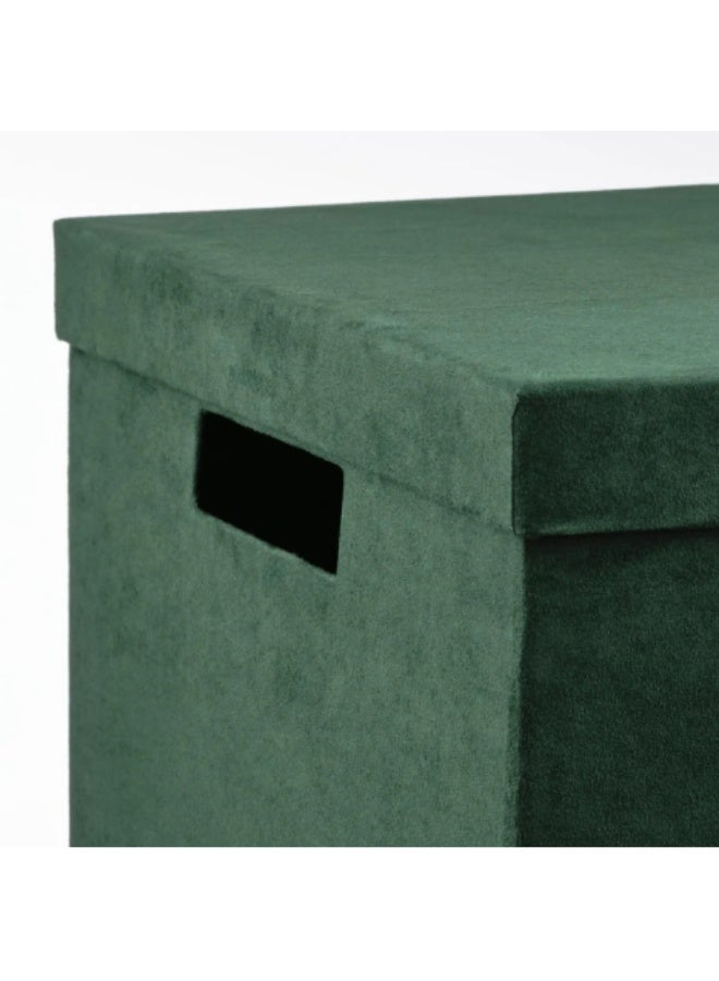 صندوق تخزين مخملي بغطاء من جيتا، أخضر داكن، 25x35x20 سم - Image 5