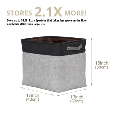DECOMOMO Extra Large Storage Baskets, 54.5L Fabric Storage Bins for Organizing Linen Closet, Nursery (Grey & Black, XXXL - 3 pack) - Image 4
