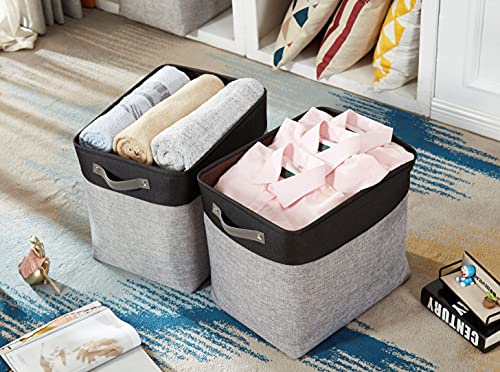DECOMOMO Extra Large Storage Baskets, 54.5L Fabric Storage Bins for Organizing Linen Closet, Nursery (Grey & Black, XXXL - 3 pack) - Image 2