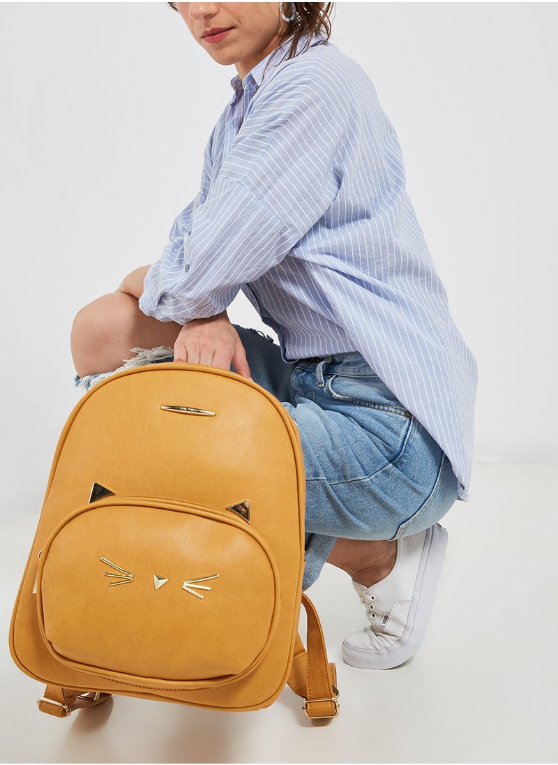 NIBEMINENT - Faux Leather Fashion Backpack Brown - Image 1
