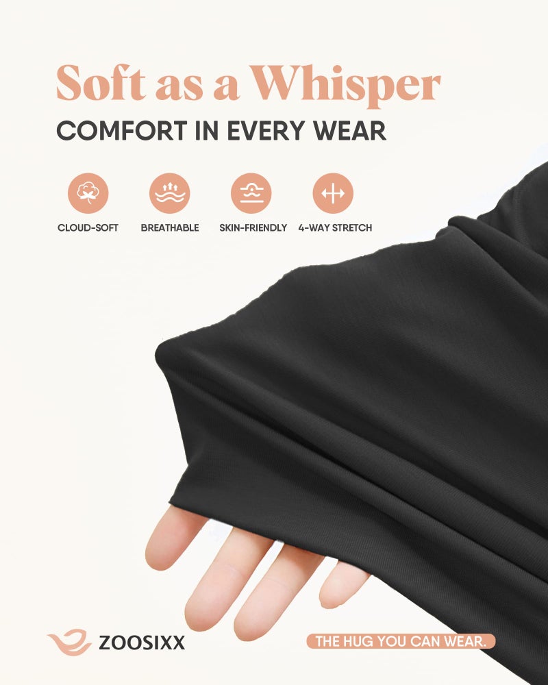ZOOSIXX Soft Black Pajama Pants for Women, Wide Leg Comfy Casual Lounge Yoga Capri Pants 22'' / 30'' - Image 3