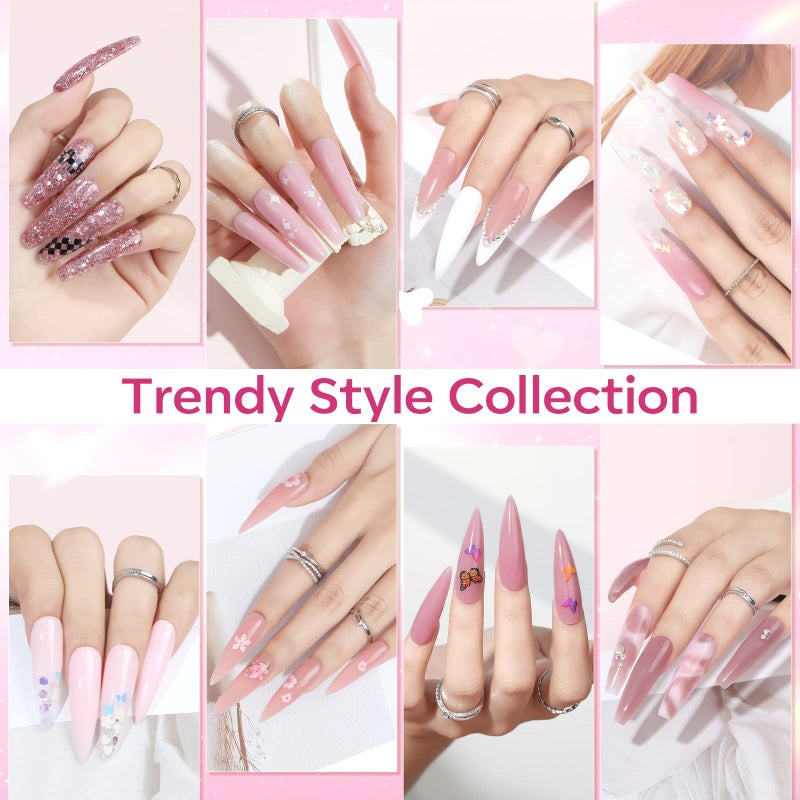 modelones مجموعة جل الأظافر بولي من موديلونز 8 ألوان وردية مع مصباح 48 واط U V/LED جل تمديد بولي أدوات فن الأظافر الكاملة مجموعة أدوات مانيكير احترافية للمبتدئين إمدادات هدايا الجمال DIY في المنزل - Image 5