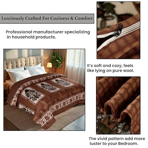 CHANDRAVATI Double Bed ||90x100||Fleece|| Quilt Cover/Duvet Cover/Rajai Cover/Blanket Cover for Winters (GC-Brown) - Image 4