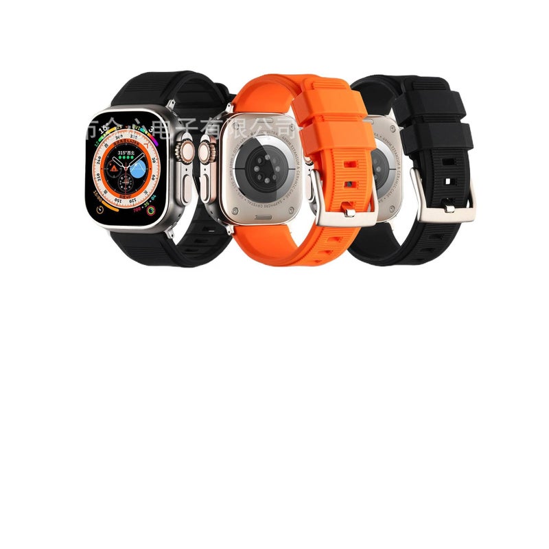 سوار ساعة ذكية سوار رياضي من السيليكون متوافق باللون برتقالي قابل للتعديل مع Apple Watch 42/44/45/49mm بملاءمة قابلة للتعديل وحزام بديل - Image 2