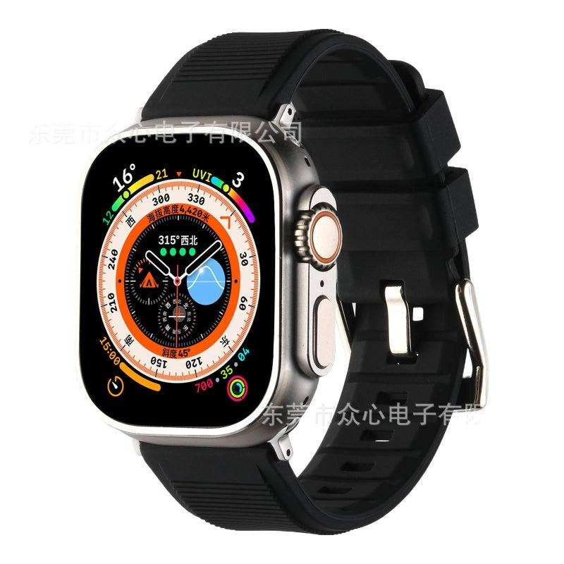 سوار ساعة ذكية سوار رياضي من السيليكون متوافق باللون برتقالي قابل للتعديل مع Apple Watch 42/44/45/49mm بملاءمة قابلة للتعديل وحزام بديل - Image 3