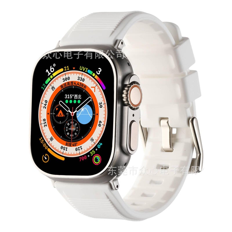 سوار ساعة ذكية سوار رياضي من السيليكون متوافق باللون برتقالي قابل للتعديل مع Apple Watch 42/44/45/49mm بملاءمة قابلة للتعديل وحزام بديل - Image 5