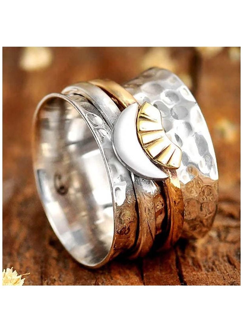 KASTWAVE Anxiety Fidget Rings Decompression Ring Stainless Steel Spinner Ring Set 4Pcs Spinning Moon Star Yin-Yang Cool Stress Relieving Rings - Image 4