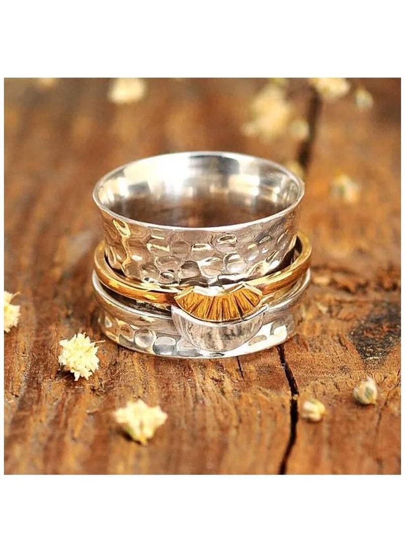 KASTWAVE Anxiety Fidget Rings Decompression Ring Stainless Steel Spinner Ring Set 4Pcs Spinning Moon Star Yin-Yang Cool Stress Relieving Rings - Image 5