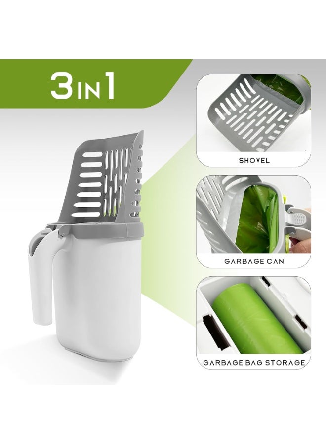 A.M Cat Litter Scoop with Bags, Cat Litter Scooper with Detachable Poop Sifting Shovel with Waste Container - Image 3