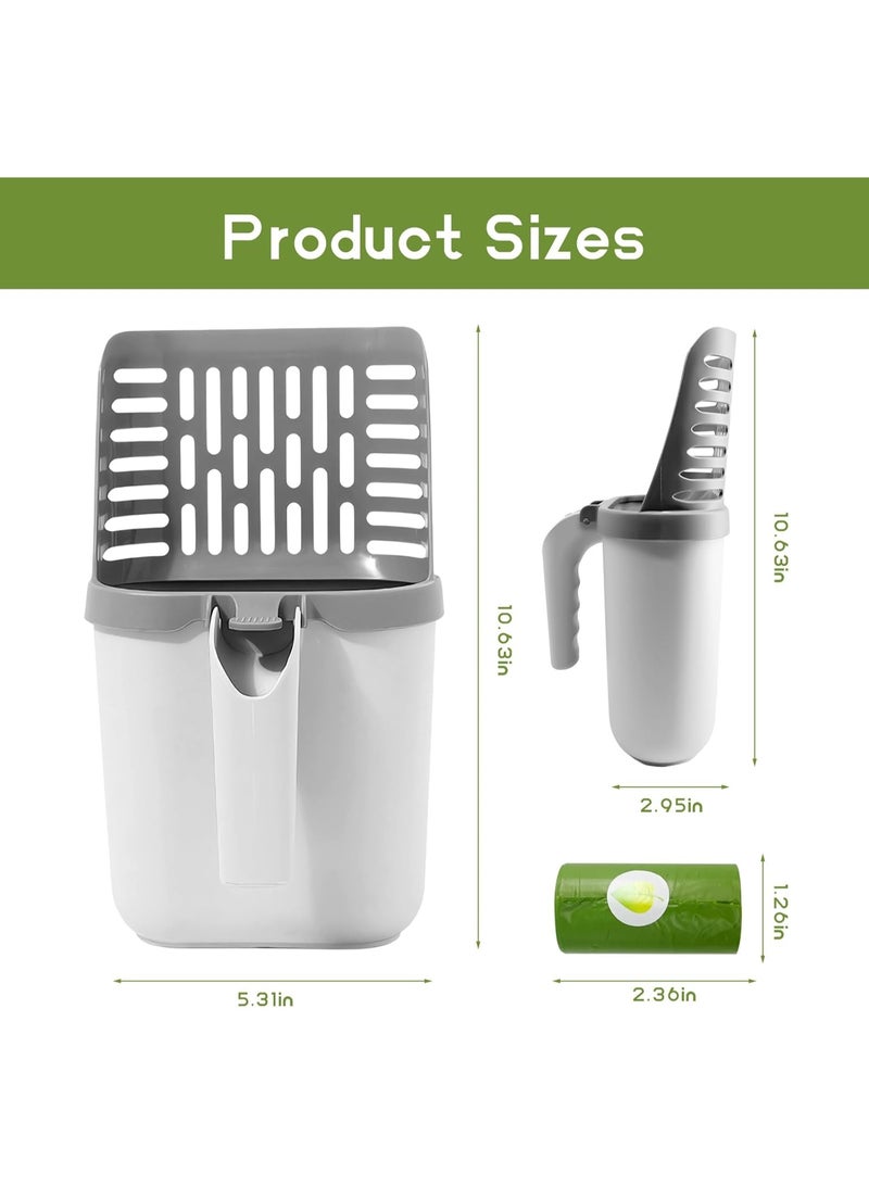 A.M Cat Litter Scoop with Bags, Cat Litter Scooper with Detachable Poop Sifting Shovel with Waste Container - Image 2
