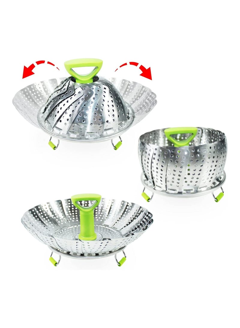 Steamer Basket Stainless Steel Instant For Food And Vegetable Fish Seafood Cooking Boiled Eggs Expandable Steam Basket Fit 7 To 11 Inch  - Image 1