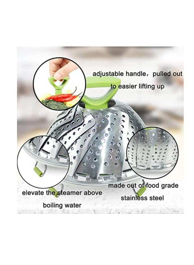 Steamer Basket Stainless Steel Instant For Food And Vegetable Fish Seafood Cooking Boiled Eggs Expandable Steam Basket Fit 7 To 11 Inch  - Image 2