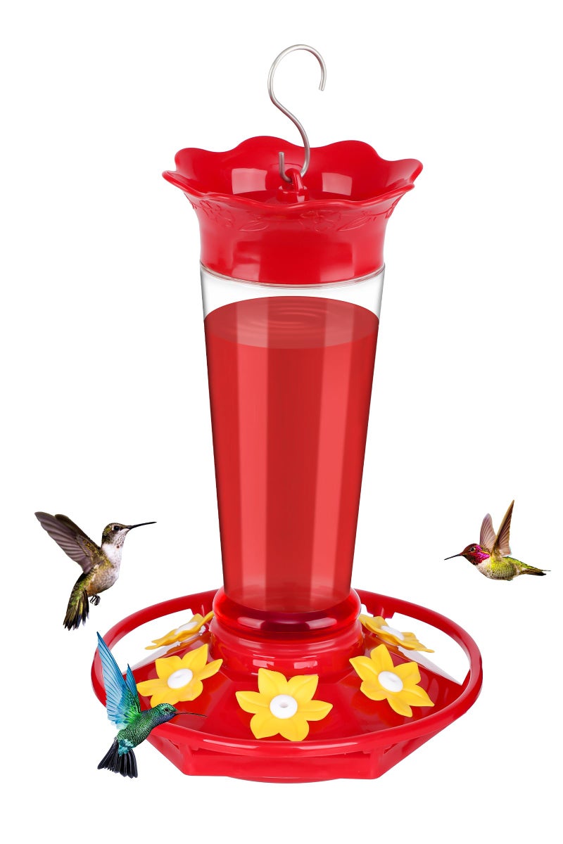 FEED GARDEN 10 OZ Hummingbird Feeders for Outdoors Hanging Ant and Bee Proof, Plastic Humming Birds Feeders for Outside with 5 Feeding Ports, Red Hanging Mount Hummingbird Feeder Easy Clean - Image 1