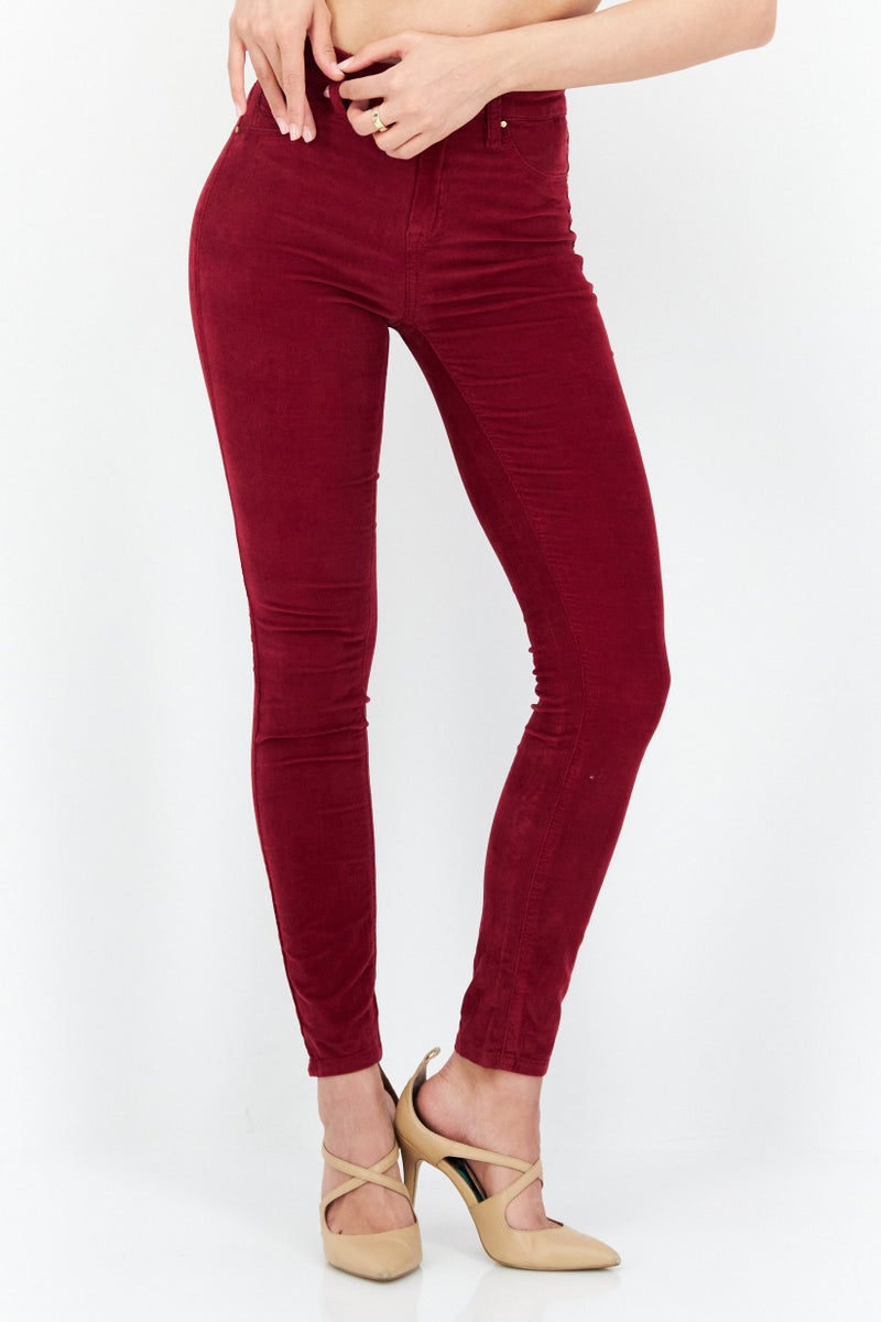Blank NYC Women Skinny Fit High Waist Ribbed Stretchable Denim Jeans, Red - Image 1