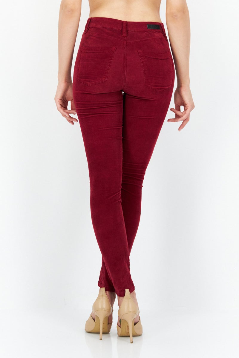 Blank NYC Women Skinny Fit High Waist Ribbed Stretchable Denim Jeans, Red - Image 4