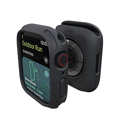 elkson Compatible with Apple Watch 45mm Bumper Case, Quattro 2.0 Series Rugged Case for Apple Watch and iWatch Series 9 8 7, Military Grade Durable Protective Cover, Flexible Shock Proof, Black - Image 1