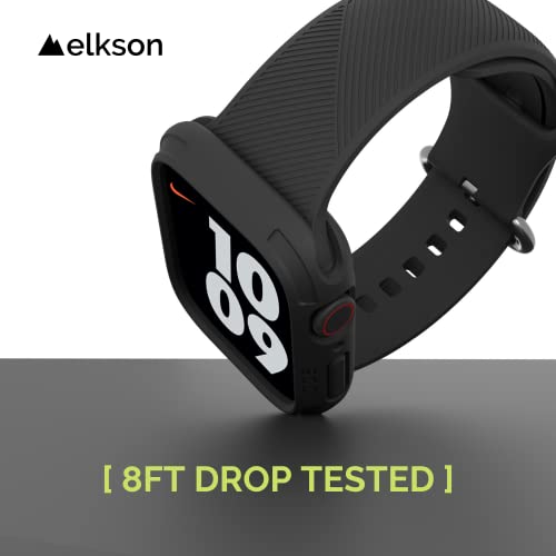 elkson Compatible with Apple Watch 45mm Bumper Case, Quattro 2.0 Series Rugged Case for Apple Watch and iWatch Series 9 8 7, Military Grade Durable Protective Cover, Flexible Shock Proof, Black - Image 5