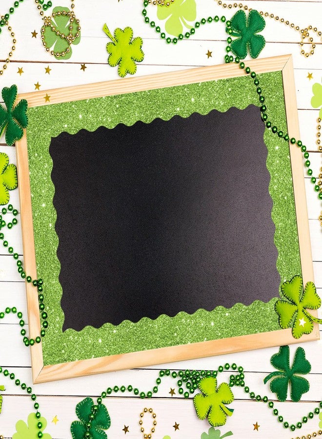 Whaline 131.2 Ft St. Patrick's Day Glitter Bulletin Board Borders 4 Rolls Shine Green Die Cut Decoration Trim Irish Festival Rolled Bulletin Board Stickers for School Classroom Office Chalkboard Decor - Image 5