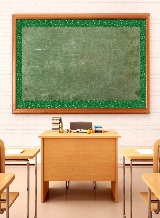 Whaline 131.2 Ft St. Patrick's Day Glitter Bulletin Board Borders 4 Rolls Shine Green Die Cut Decoration Trim Irish Festival Rolled Bulletin Board Stickers for School Classroom Office Chalkboard Decor - Image 4