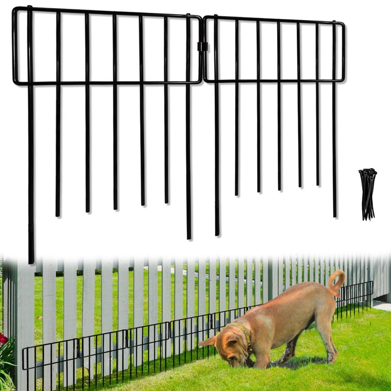 Thrivinest 10 Pack Animal Barrier, No Dig Decorative Fence, 17in(H) x10ft(L) Rustproof Metal Small Garden Fence Border for Dogs Rabbits, Bottom Blocker for Outdoor Yard Patio - Image 1