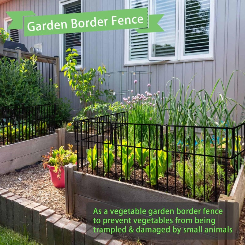 Thrivinest 10 Pack Animal Barrier, No Dig Decorative Fence, 17in(H) x10ft(L) Rustproof Metal Small Garden Fence Border for Dogs Rabbits, Bottom Blocker for Outdoor Yard Patio - Image 4