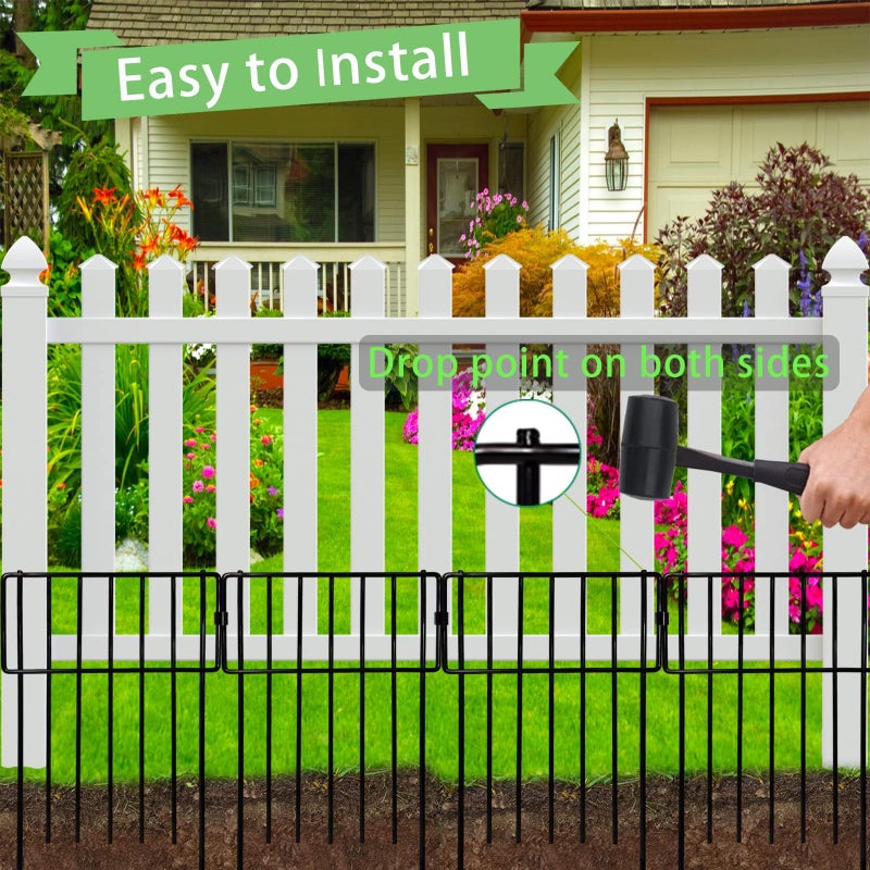 Thrivinest 10 Pack Animal Barrier, No Dig Decorative Fence, 17in(H) x10ft(L) Rustproof Metal Small Garden Fence Border for Dogs Rabbits, Bottom Blocker for Outdoor Yard Patio - Image 3