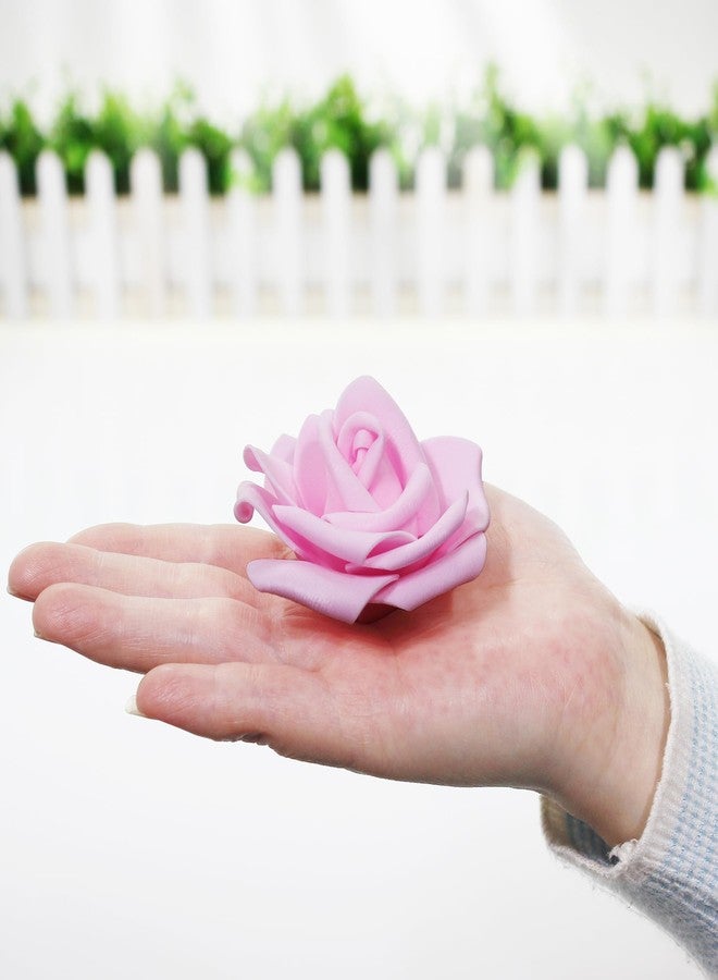 Vignor 100 Pcs 3 Inch Artificial Flowers Bulk 5 in 1 Set Faux Foam Fake Rose Head Wedding Decoration Bridal Shower Centerpiece Arrangement Wall Table Decor DIY Craft (4 Shades of Pink White) - Image 4