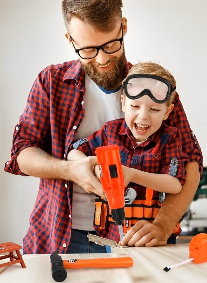 43PCS Kids Tool Set with Electric Power Drill & Construction Worker Costume Durable Pretend Play Tool Toys Construction Toy Kit Playset Accessories for Girls Boys Gift - Image 2