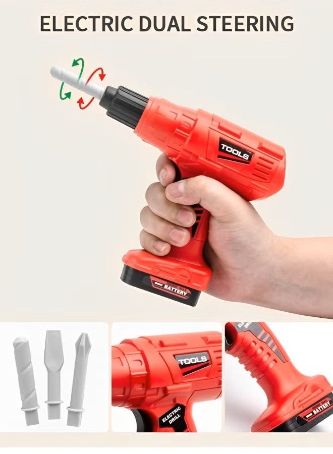 43PCS Kids Tool Set with Electric Power Drill & Construction Worker Costume Durable Pretend Play Tool Toys Construction Toy Kit Playset Accessories for Girls Boys Gift - Image 3