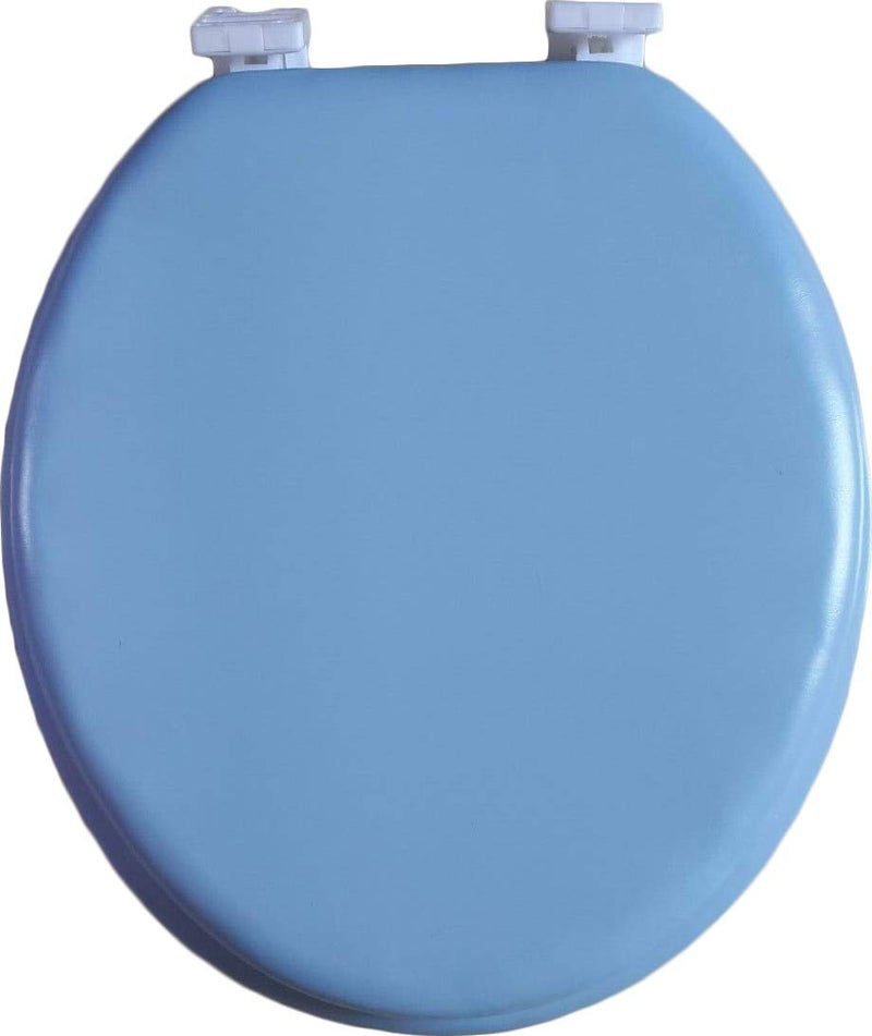 J&V Textiles Soft Round Toilet Seat With Easy Clean & Change Hinge, Padded (Light Blue) - Image 1