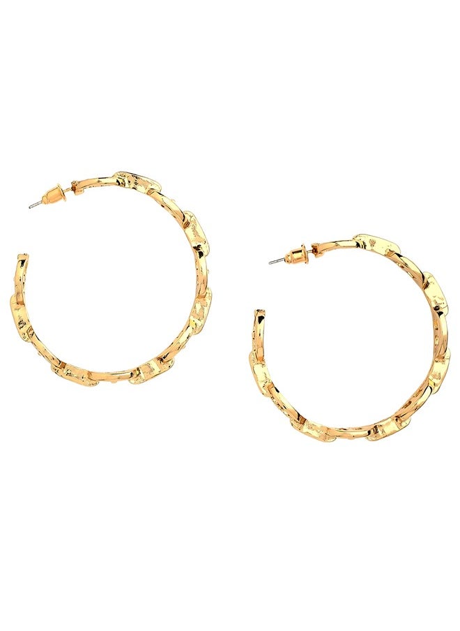 Just Peachy - Just Peachy Gold-Toned & Plated Contemporary Hoop Earrings, Stylish, Elegant Accessory for Every Occasion, Lightweight, Comfortable with a Trendy Look, Perfect for Women - Image 1