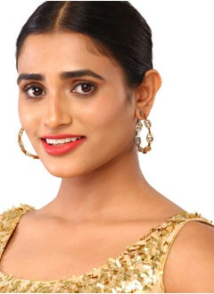 Just Peachy Just Peachy Gold-Toned & Plated Contemporary Hoop Earrings, Stylish, Elegant Accessory for Every Occasion, Lightweight, Comfortable with a Trendy Look, Perfect for Women  - Image 2