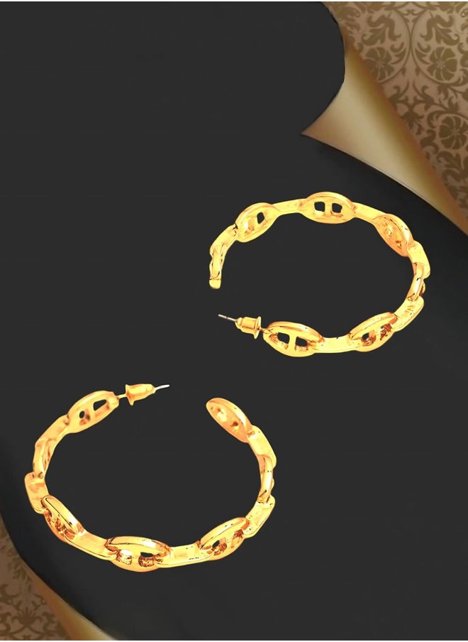 Just Peachy - Just Peachy Gold-Toned & Plated Contemporary Hoop Earrings, Stylish, Elegant Accessory for Every Occasion, Lightweight, Comfortable with a Trendy Look, Perfect for Women - Image 1
