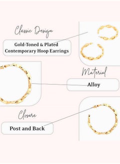Just Peachy Just Peachy Gold-Toned & Plated Contemporary Hoop Earrings, Stylish, Elegant Accessory for Every Occasion, Lightweight, Comfortable with a Trendy Look, Perfect for Women  - Image 4