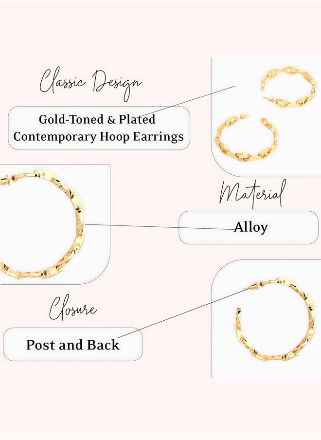Just Peachy - Just Peachy Gold-Toned & Plated Contemporary Hoop Earrings, Stylish, Elegant Accessory for Every Occasion, Lightweight, Comfortable with a Trendy Look, Perfect for Women - Image 1