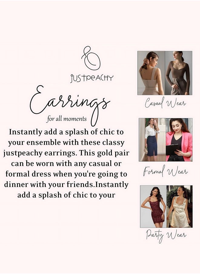 Just Peachy - Just Peachy Gold-Toned & Plated Contemporary Hoop Earrings, Stylish, Elegant Accessory for Every Occasion, Lightweight, Comfortable with a Trendy Look, Perfect for Women - Image 1