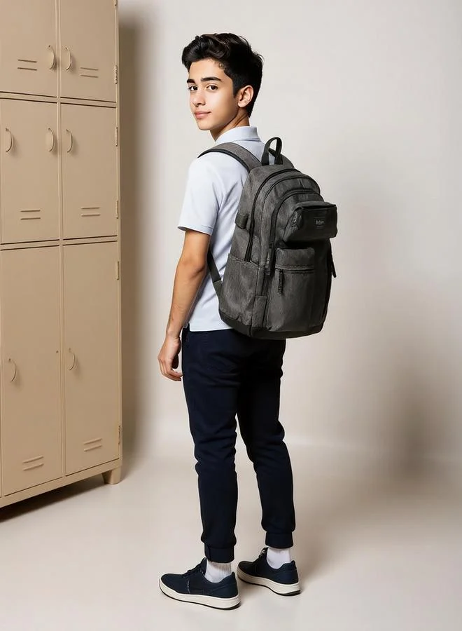 Lee Cooper Solid School Backpack With Adjustable Straps And Zip Closure - 32X15X47 Cm