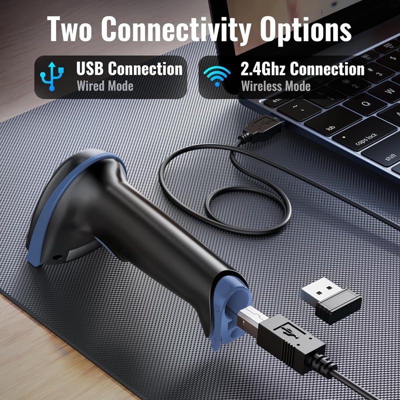 Tera 1D 2D QR Barcode Scanner Wireless and Wired with Battery Level Indicator Digital Printed Bar Code Reader Cordless Handheld Barcode Scanner Compact Plug and Play Model D5100 - Image 3