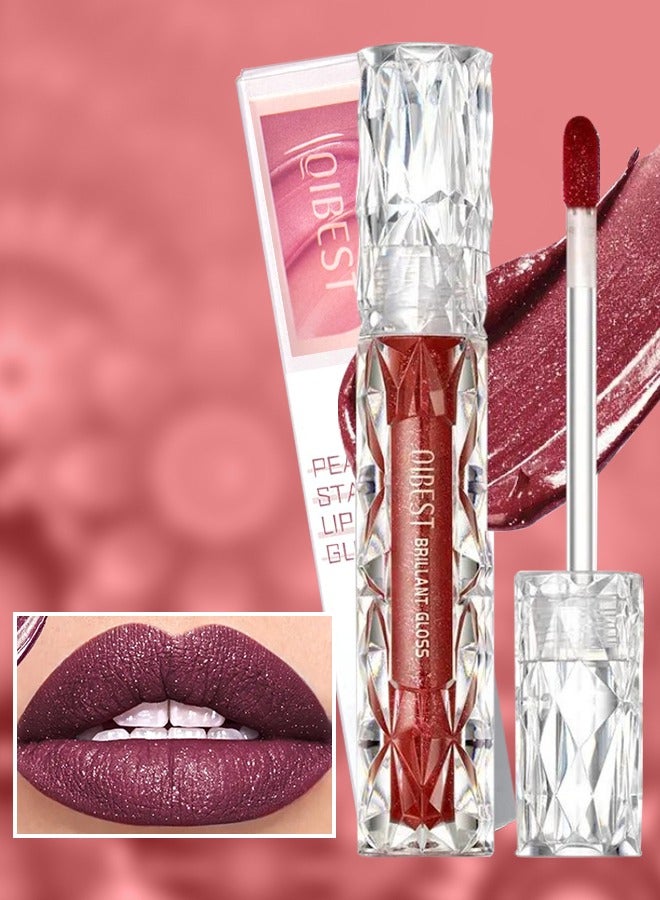 QiBest Pearly Stay Lip Gloss Diamond Matte Lip Oil Gloss Glitter Metallic Liquid Lipstick Glitter Shimmer Lip Glaze Shimmery Finish High Pigment Long Lasting Lip Gloss Tint Makeup No.05 - Image 1