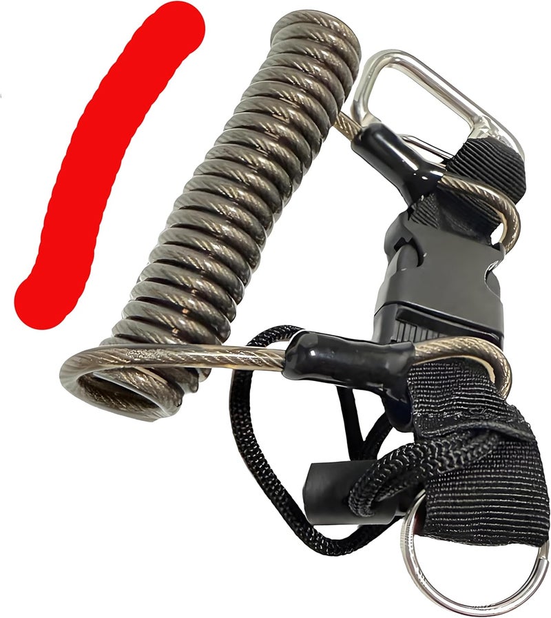 Sisims Double End Snap Hook Clip Diving Hook Scuba Diving Lanyard,Spring Coiled Lanyard - Image 1