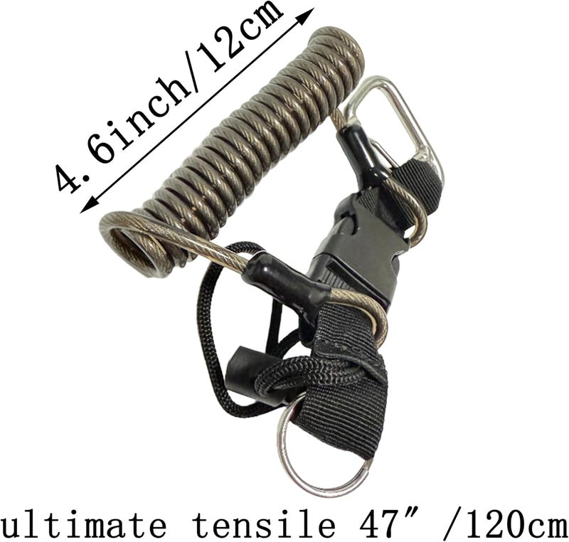 Sisims Double End Snap Hook Clip Diving Hook Scuba Diving Lanyard,Spring Coiled Lanyard - Image 3