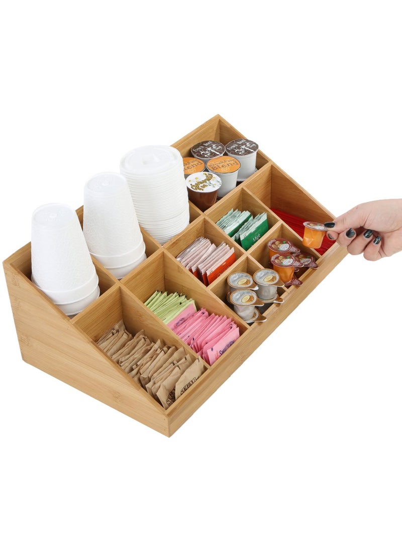 XiuWoo منظم بهارات القهوة مكون من 11 حجرة من مايند ريدر، منظم ملحقات بار القهوة من الخيزران للعداد، صينية بهارات القهوة للمنزل والمكتب - Image 1