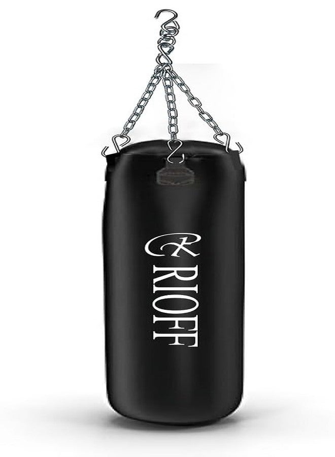 Rioff Punching Bag Boxing Bag for Home Heavy Duty with Stainless Steel Hanging Chain 2Feet Unfilled Synthetic Leather and Hand Wrap for (MMA,Kickboxing,Muay Thai,Taekwondo,Judo,Karate). Black - Image 3