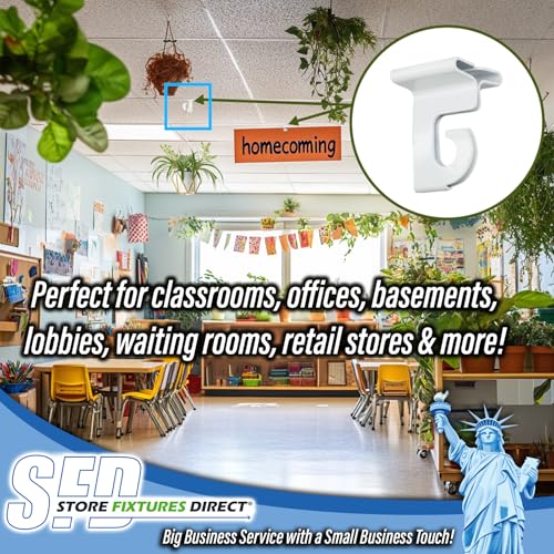 STORE FIXTURES DIRECT Extra Heavy Duty White Aluminum Drop Ceiling Hooks, One Piece Ceiling Grid Clips, 10 Pack - Image 4